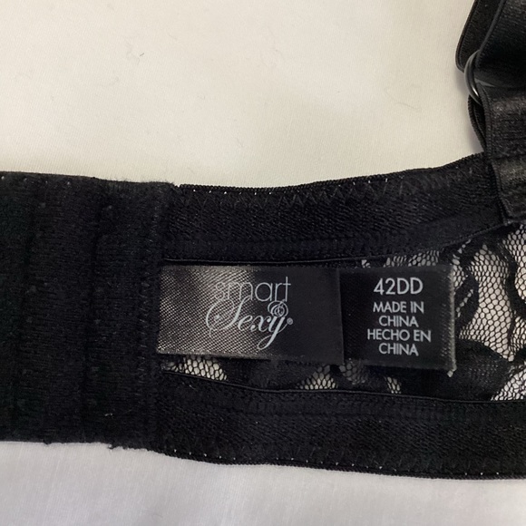 SMART & SEXY: black with pink floral pattern lightly lined bra size 42DD - Picture 6 of 6